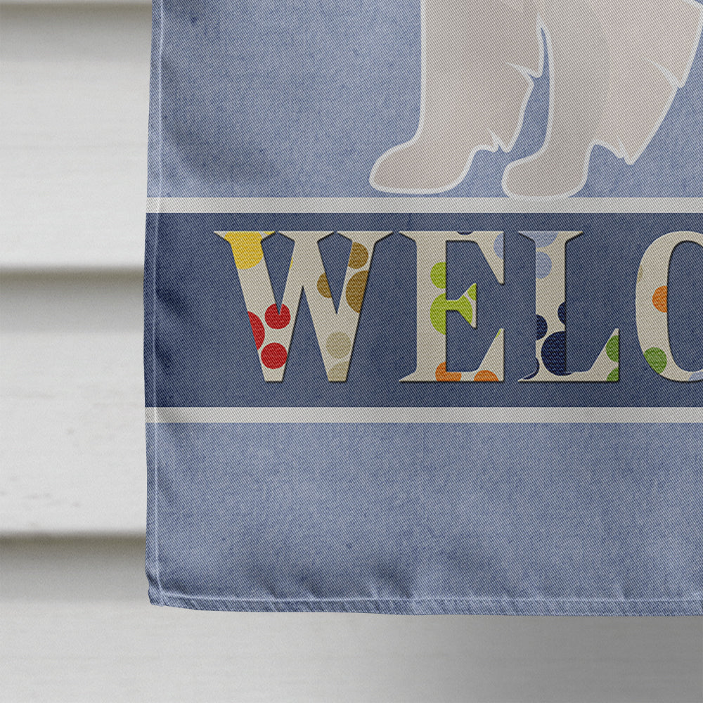 American Eskimo Welcome House Flag 28x40 Porch Sleeve Pole Decorative Outside Yard Banner Artwork Wall Hanging, Polyester