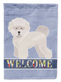 Bichon Frisé Welcome House Flag 28x40 Porch Sleeve Pole Decorative Outside Yard Banner Artwork Wall Hanging, Polyester