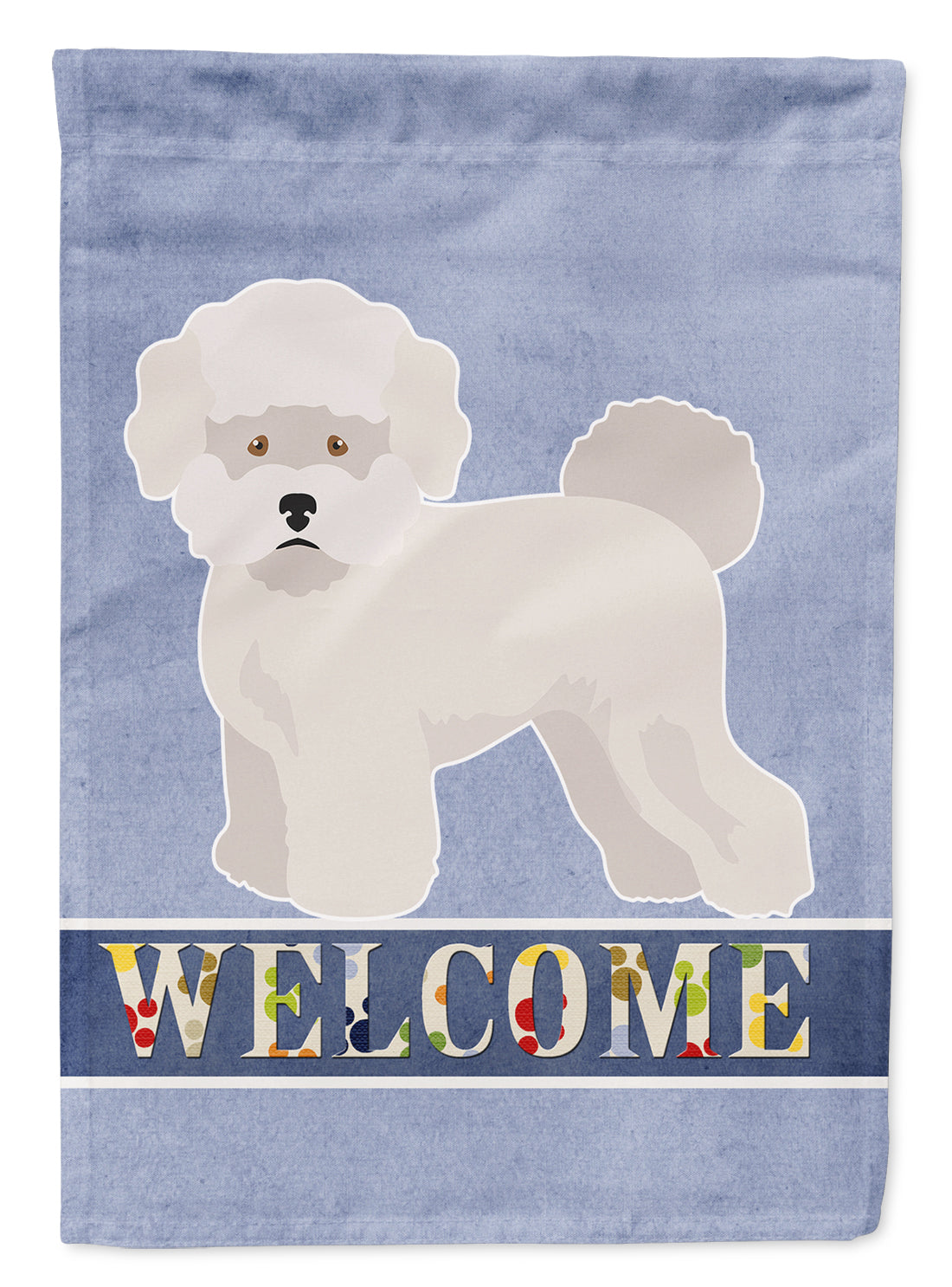 Bichon Frisé Welcome House Flag 28x40 Porch Sleeve Pole Decorative Outside Yard Banner Artwork Wall Hanging, Polyester
