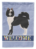 Black and White Elo dog Welcome House Flag 28x40 Porch Sleeve Pole Decorative Outside Yard Banner Artwork Wall Hanging, Polyester