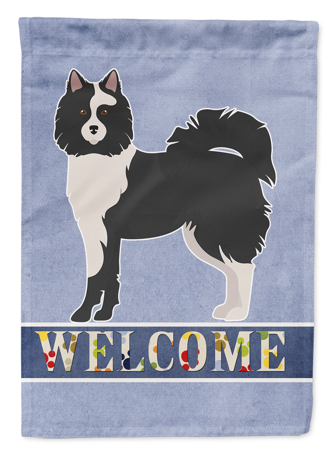 Black and White Elo dog Welcome House Flag 28x40 Porch Sleeve Pole Decorative Outside Yard Banner Artwork Wall Hanging, Polyester