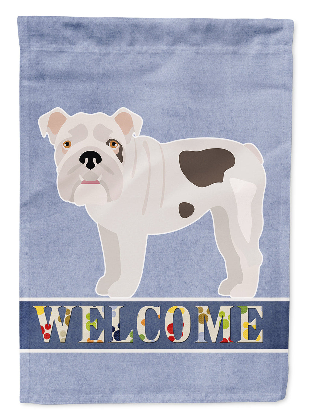 Bulldog, English Bulldog Welcome House Flag 28x40 Porch Sleeve Pole Decorative Outside Yard Banner Artwork Wall Hanging, Polyester