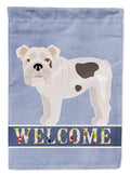 Bulldog, English Bulldog Welcome House Flag 28x40 Porch Sleeve Pole Decorative Outside Yard Banner Artwork Wall Hanging, Polyester