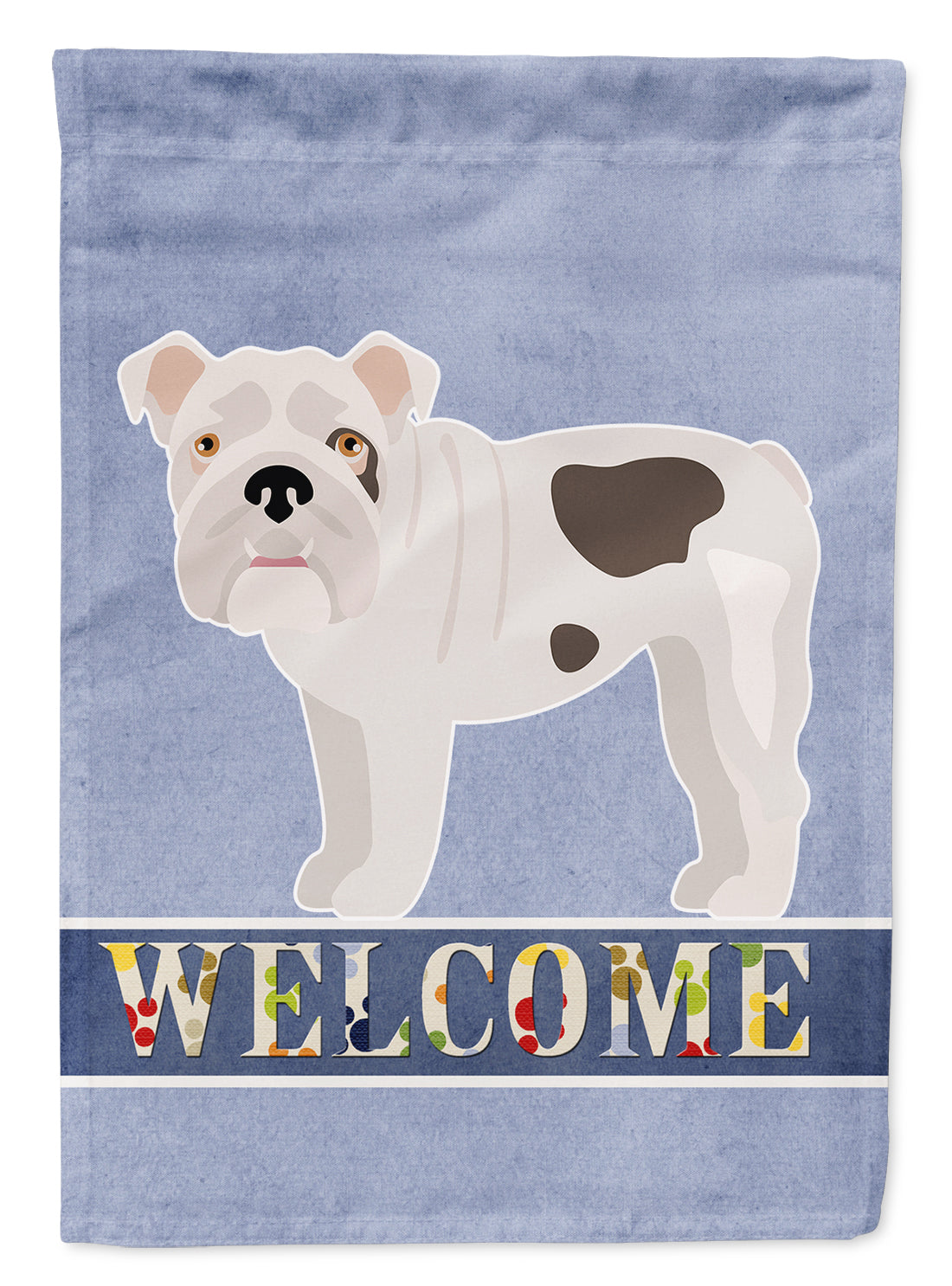 Bulldog, English Bulldog Welcome House Flag 28x40 Porch Sleeve Pole Decorative Outside Yard Banner Artwork Wall Hanging, Polyester