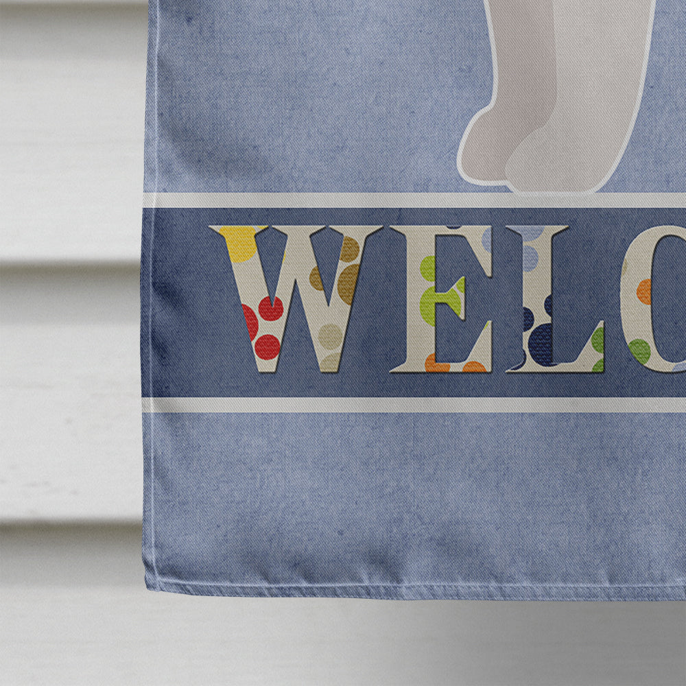 Bulldog, English Bulldog Welcome House Flag 28x40 Porch Sleeve Pole Decorative Outside Yard Banner Artwork Wall Hanging, Polyester