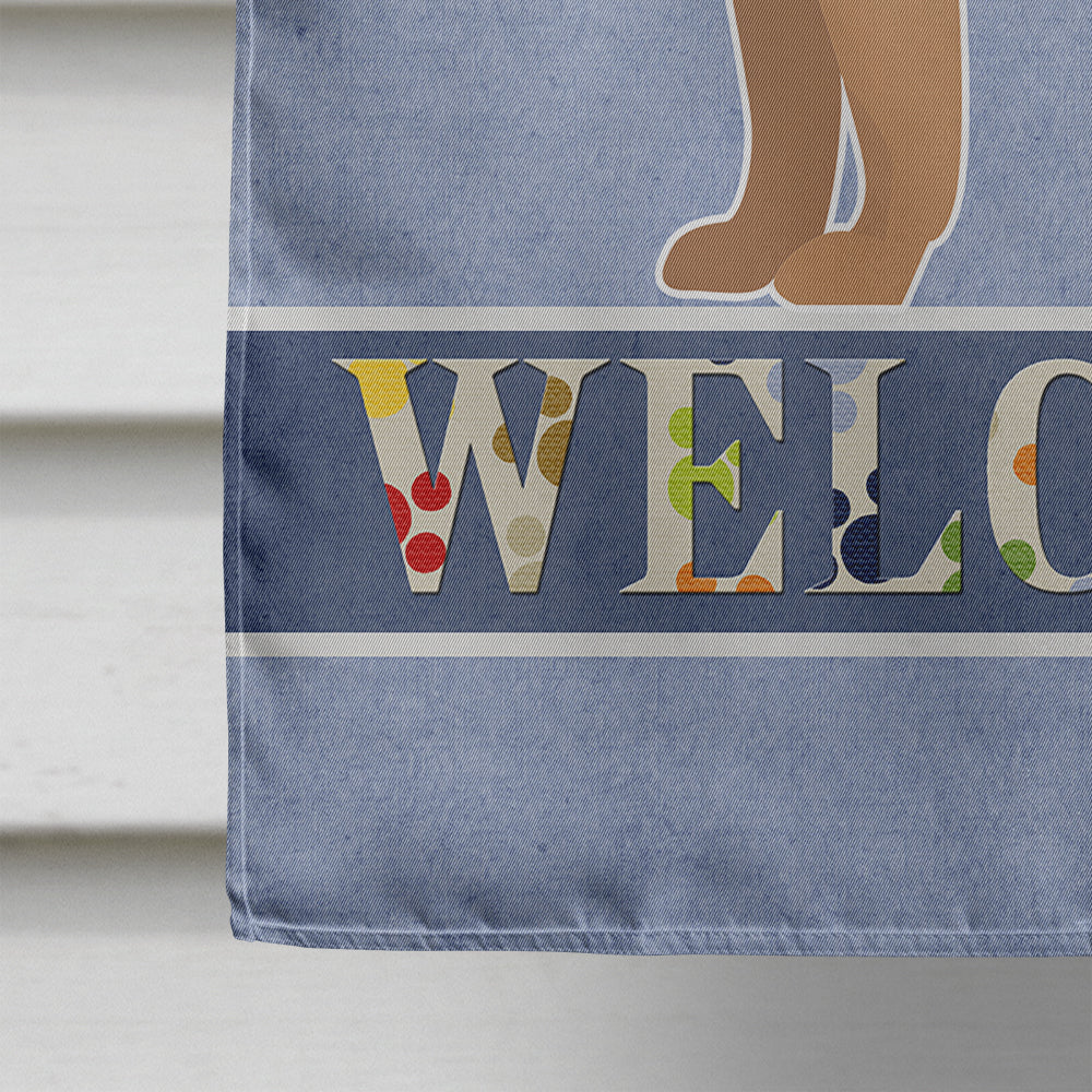 French Bulldog Welcome House Flag 28x40 Porch Sleeve Pole Decorative Outside Yard Banner Artwork Wall Hanging, Polyester
