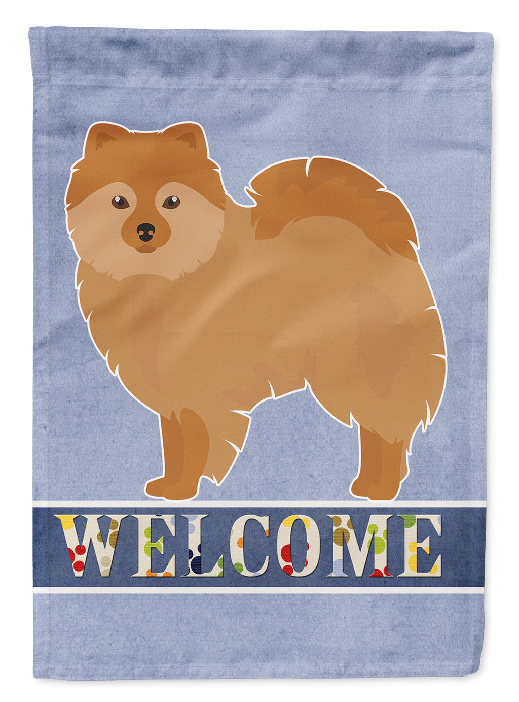 German Spitz Welcome House Flag 28x40 Porch Sleeve Pole Decorative Outside Yard Banner Artwork Wall Hanging, Polyester