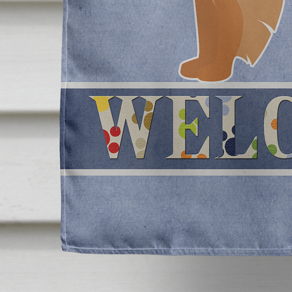 German Spitz Welcome House Flag 28x40 Porch Sleeve Pole Decorative Outside Yard Banner Artwork Wall Hanging, Polyester