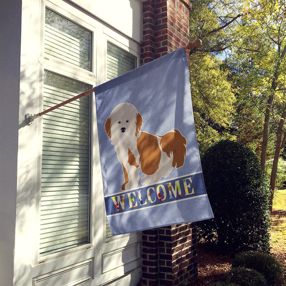 Havanese Welcome House Flag 28x40 Porch Sleeve Pole Decorative Outside Yard Banner Artwork Wall Hanging, Polyester