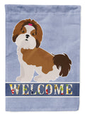 Imperial Shih Tzu Welcome House Flag 28x40 Porch Sleeve Pole Decorative Outside Yard Banner Artwork Wall Hanging, Polyester