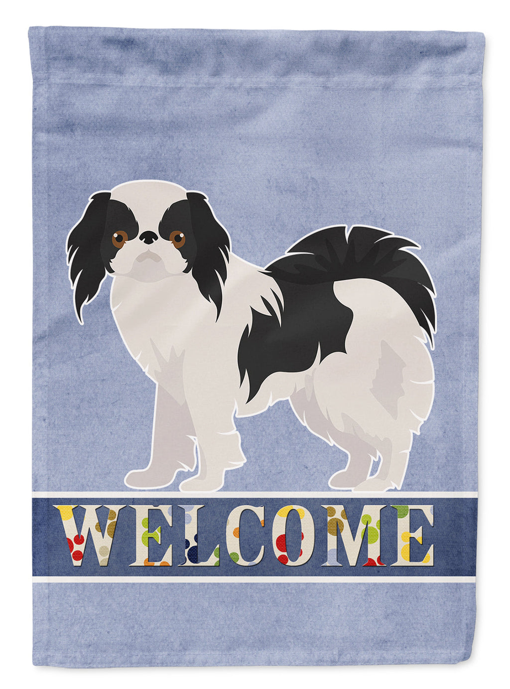 Japanese Chin Welcome House Flag 28x40 Porch Sleeve Pole Decorative Outside Yard Banner Artwork Wall Hanging, Polyester