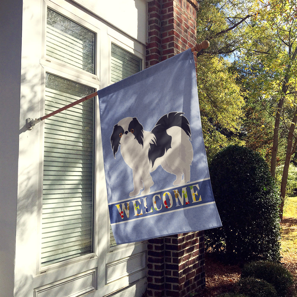 Japanese Chin Welcome House Flag 28x40 Porch Sleeve Pole Decorative Outside Yard Banner Artwork Wall Hanging, Polyester