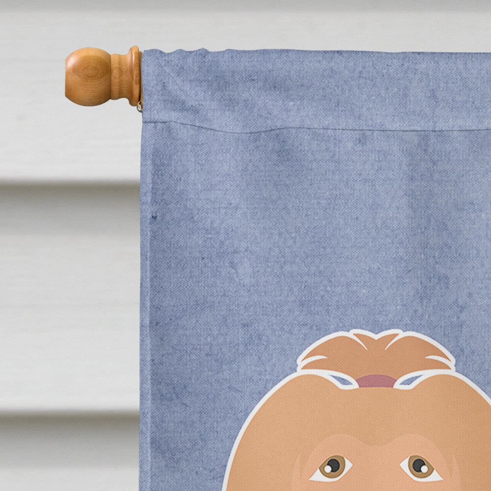 Tan Lhasa Apso Welcome House Flag 28x40 Porch Sleeve Pole Decorative Outside Yard Banner Artwork Wall Hanging, Polyester