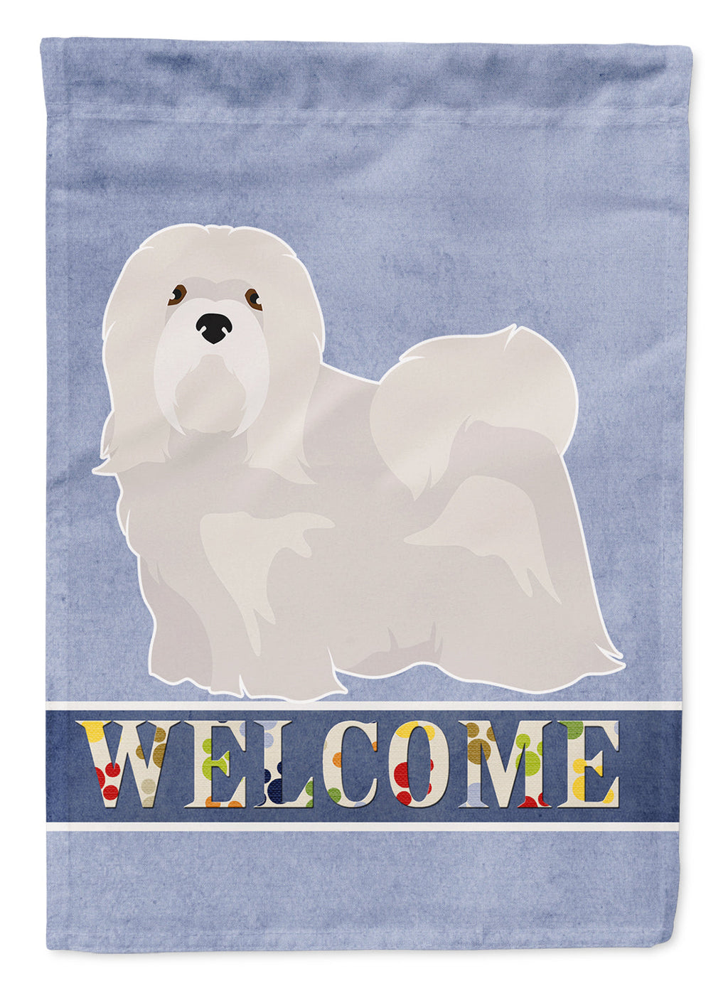 White Lhasa Apso Welcome House Flag 28x40 Porch Sleeve Pole Decorative Outside Yard Banner Artwork Wall Hanging, Polyester