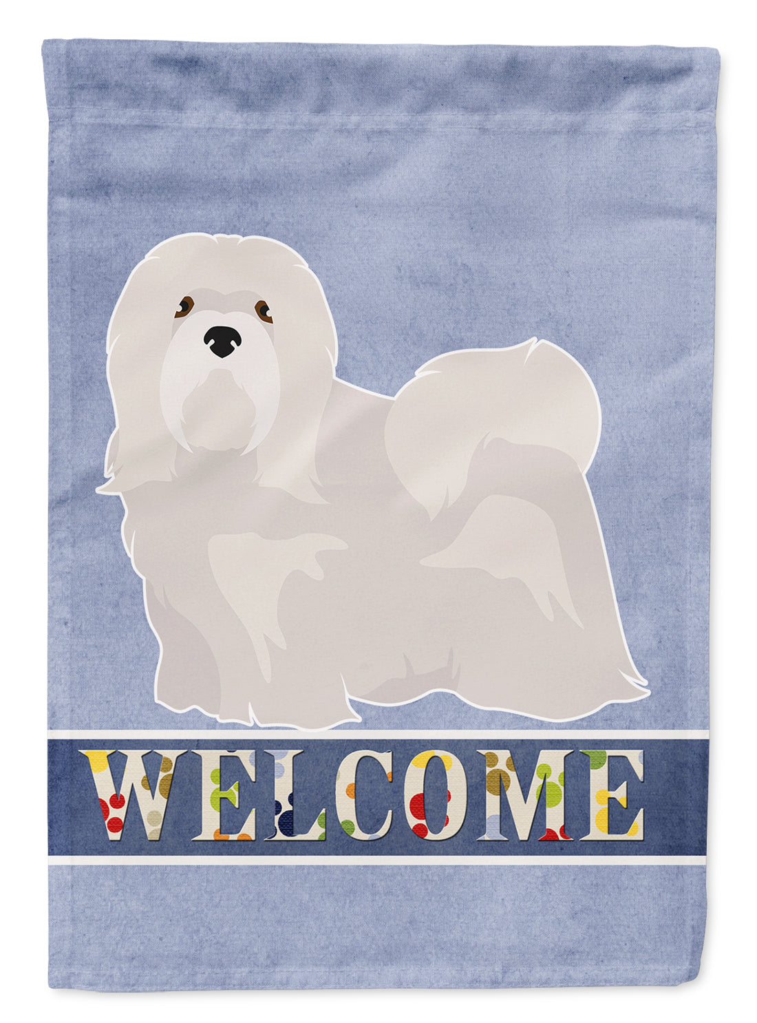 White Lhasa Apso Welcome House Flag 28x40 Porch Sleeve Pole Decorative Outside Yard Banner Artwork Wall Hanging, Polyester