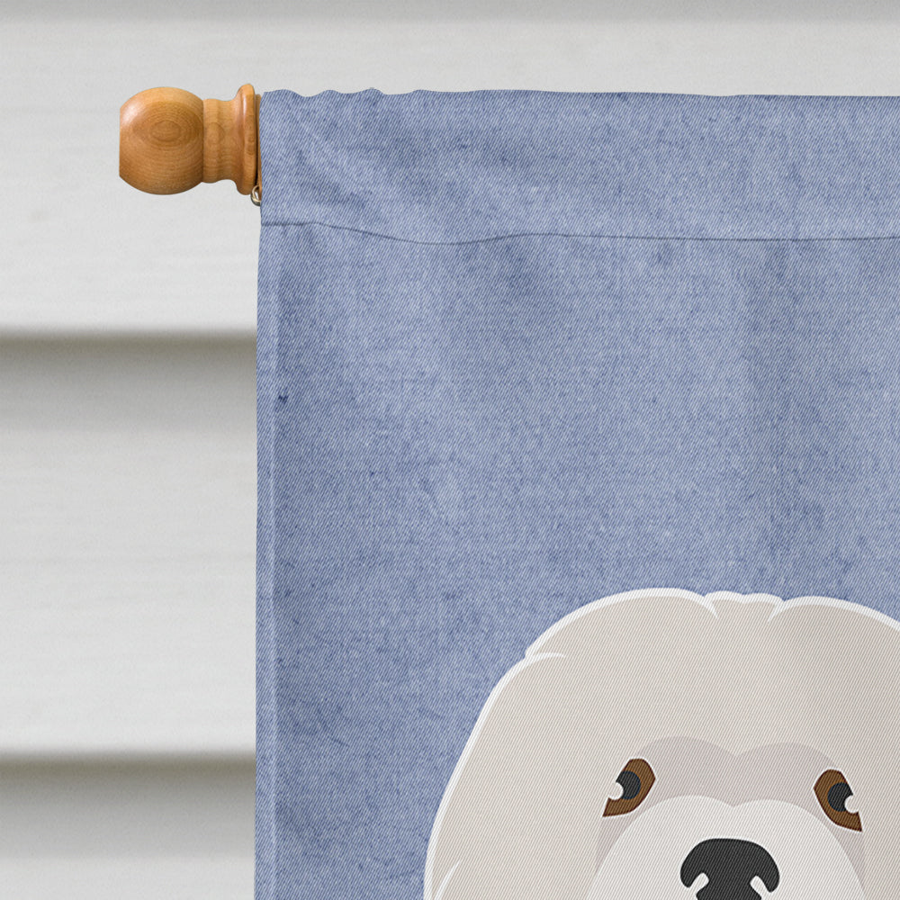 White Lhasa Apso Welcome House Flag 28x40 Porch Sleeve Pole Decorative Outside Yard Banner Artwork Wall Hanging, Polyester
