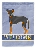 Manchester Terrier Welcome House Flag 28x40 Porch Sleeve Pole Decorative Outside Yard Banner Artwork Wall Hanging, Polyester