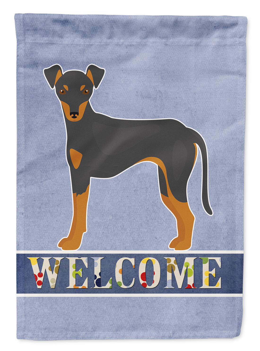 Manchester Terrier Welcome House Flag 28x40 Porch Sleeve Pole Decorative Outside Yard Banner Artwork Wall Hanging, Polyester