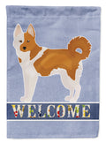 Nordic Spitz Welcome House Flag 28x40 Porch Sleeve Pole Decorative Outside Yard Banner Artwork Wall Hanging, Polyester