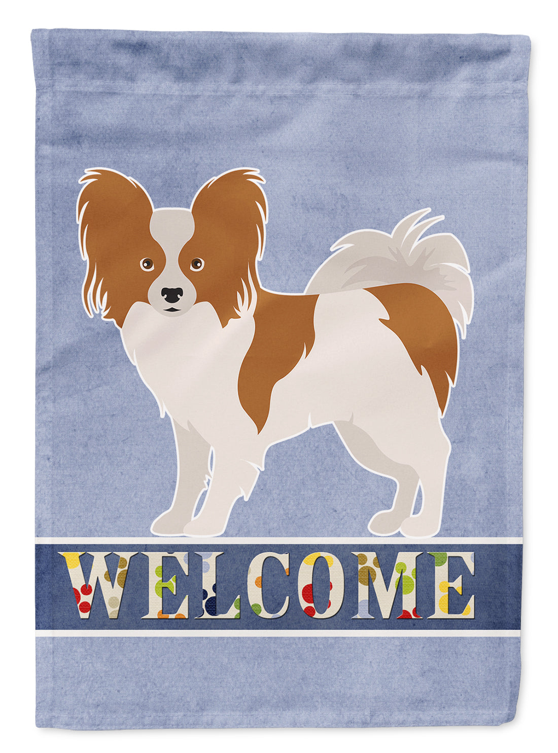 Papillon Welcome House Flag 28x40 Porch Sleeve Pole Decorative Outside Yard Banner Artwork Wall Hanging, Polyester