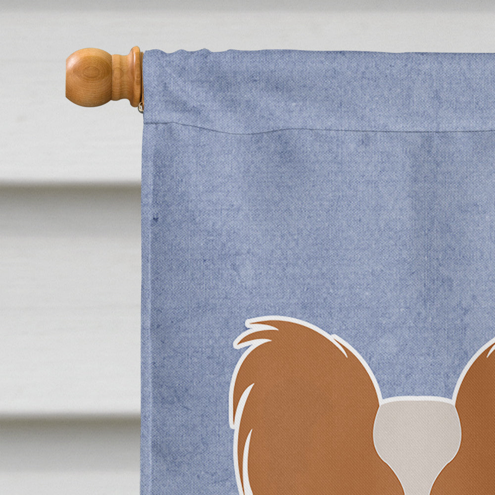 Papillon Welcome House Flag 28x40 Porch Sleeve Pole Decorative Outside Yard Banner Artwork Wall Hanging, Polyester