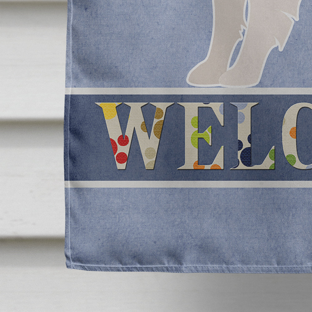 Papillon Welcome House Flag 28x40 Porch Sleeve Pole Decorative Outside Yard Banner Artwork Wall Hanging, Polyester