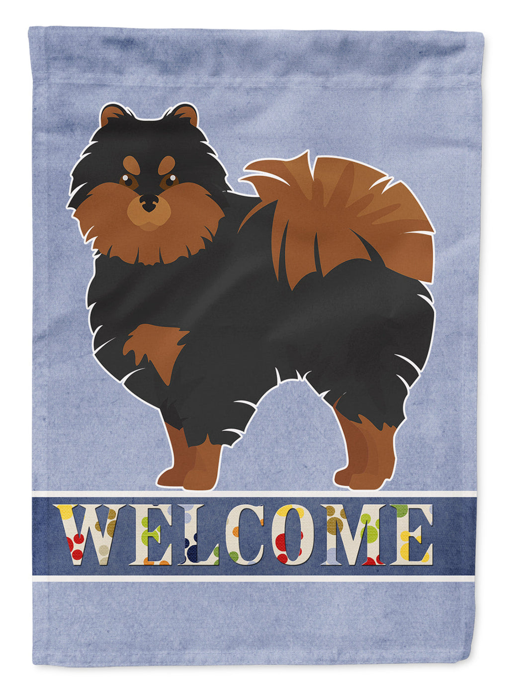 Pomeranian Welcome House Flag 28x40 Porch Sleeve Pole Decorative Outside Yard Banner Artwork Wall Hanging, Polyester