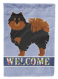 Pomeranian Welcome House Flag 28x40 Porch Sleeve Pole Decorative Outside Yard Banner Artwork Wall Hanging, Polyester