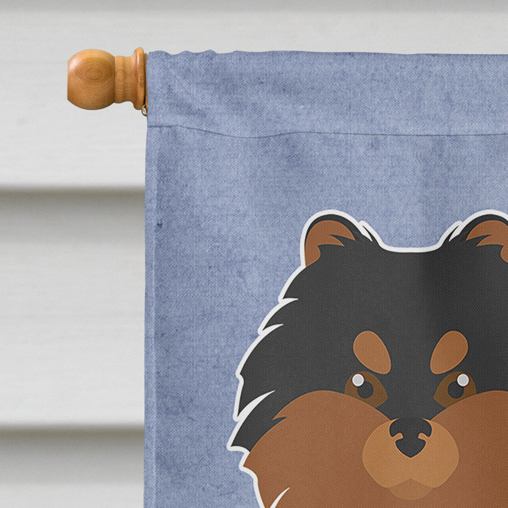 Pomeranian Welcome House Flag 28x40 Porch Sleeve Pole Decorative Outside Yard Banner Artwork Wall Hanging, Polyester