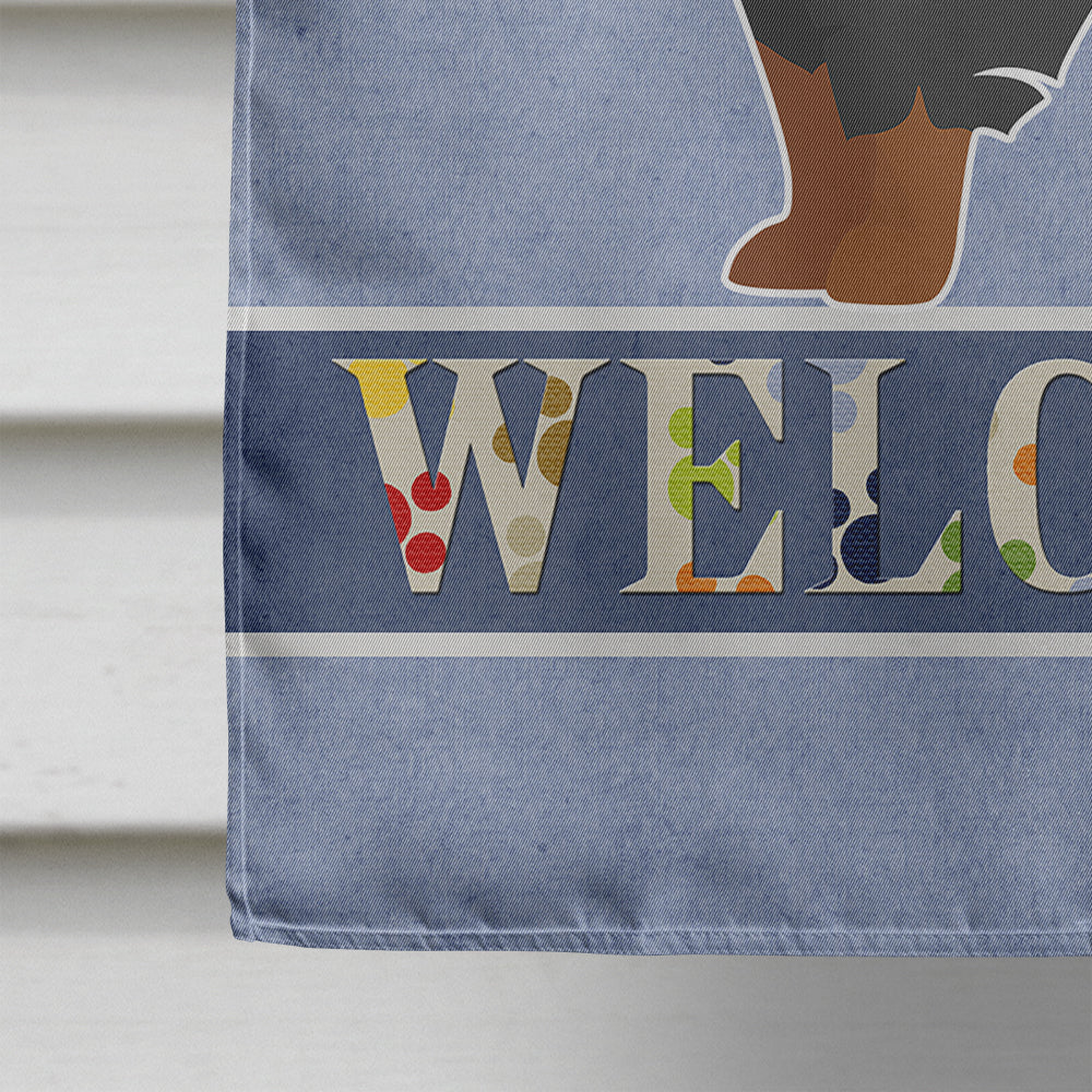 Pomeranian Welcome House Flag 28x40 Porch Sleeve Pole Decorative Outside Yard Banner Artwork Wall Hanging, Polyester