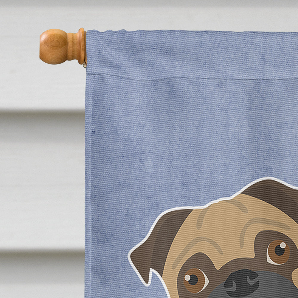 Pug Welcome House Flag 28x40 Porch Sleeve Pole Decorative Outside Yard Banner Artwork Wall Hanging, Polyester