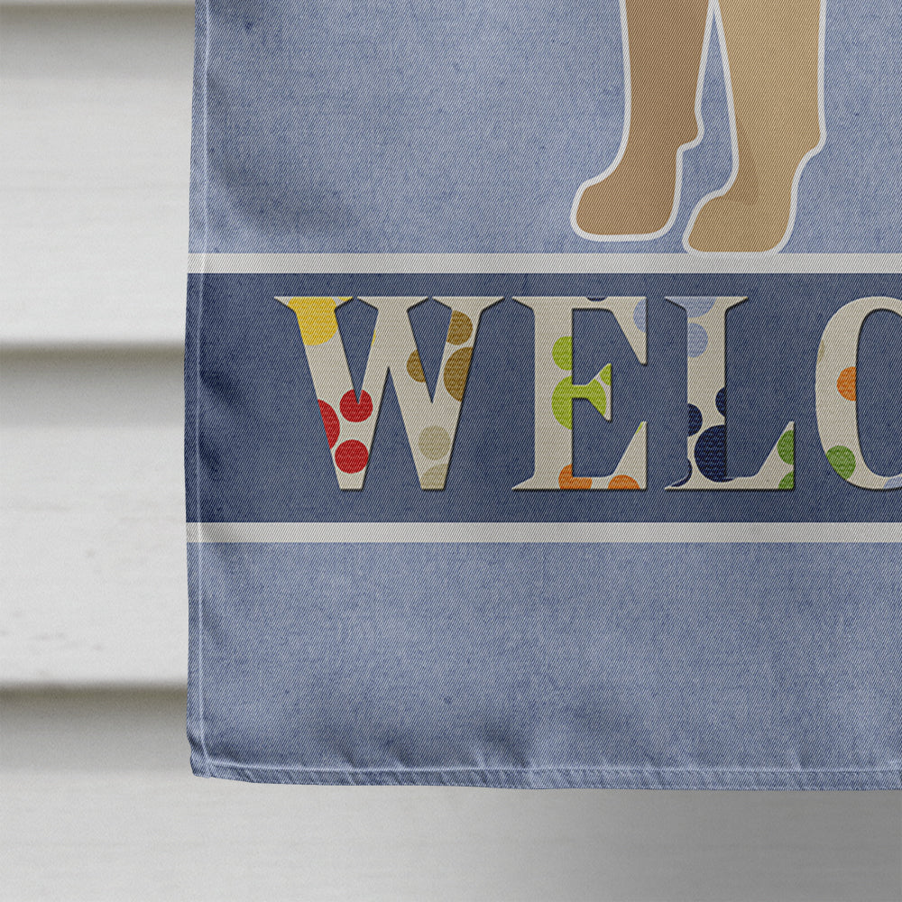Pug Welcome House Flag 28x40 Porch Sleeve Pole Decorative Outside Yard Banner Artwork Wall Hanging, Polyester