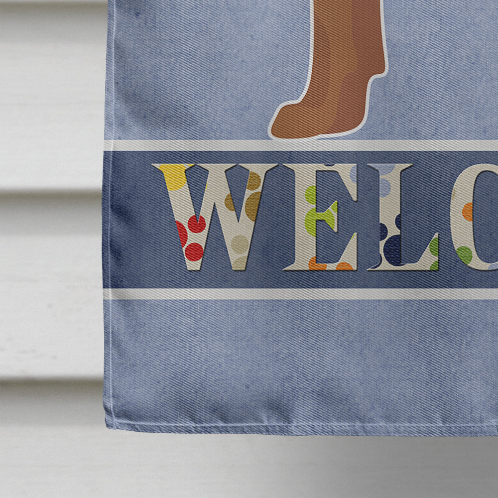 Rat Terrier Welcome House Flag 28x40 Porch Sleeve Pole Decorative Outside Yard Banner Artwork Wall Hanging, Polyester