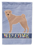 Shar Pei Welcome House Flag 28x40 Porch Sleeve Pole Decorative Outside Yard Banner Artwork Wall Hanging, Polyester