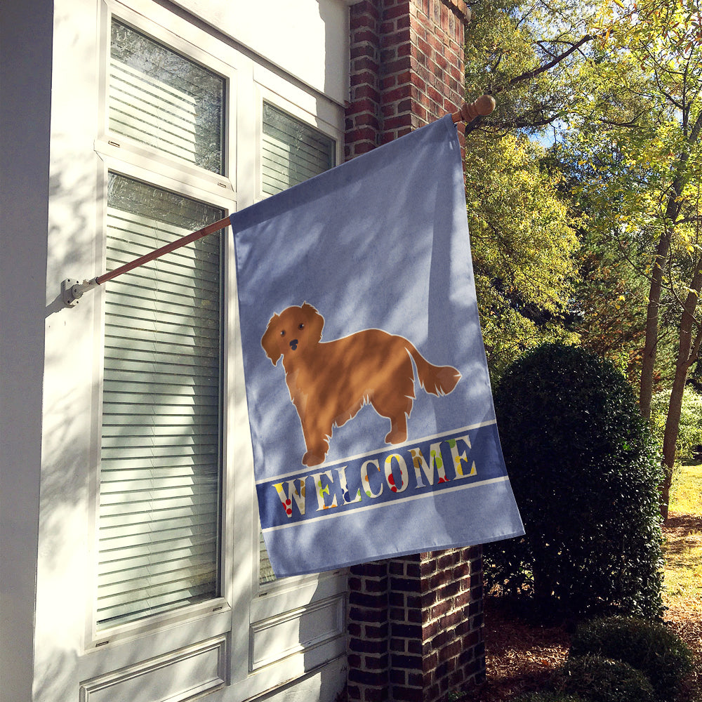 Small Greek Domestic Dog Kokoni Welcome House Flag 28x40 Porch Sleeve Pole Decorative Outside Yard Banner Artwork Wall Hanging, Polyester