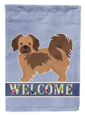 Tibetan Spaniel Welcome House Flag 28x40 Porch Sleeve Pole Decorative Outside Yard Banner Artwork Wall Hanging, Polyester
