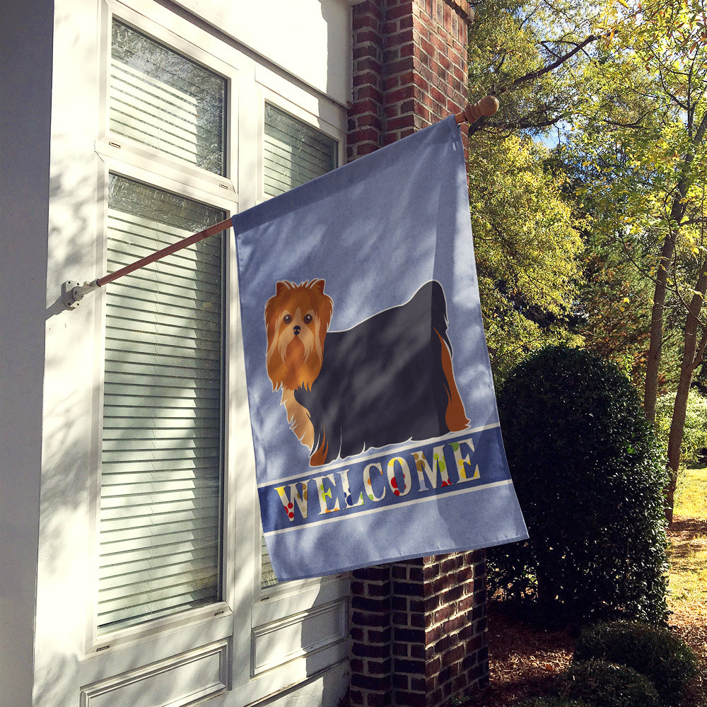 Yorkshire Terrier Welcome House Flag 28x40 Porch Sleeve Pole Decorative Outside Yard Banner Artwork Wall Hanging, Polyester