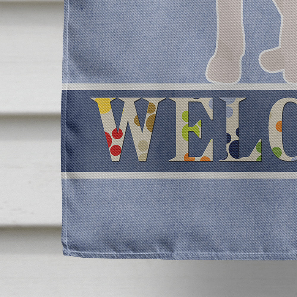 Boston Terrier Welcome House Flag 28x40 Porch Sleeve Pole Decorative Outside Yard Banner Artwork Wall Hanging, Polyester