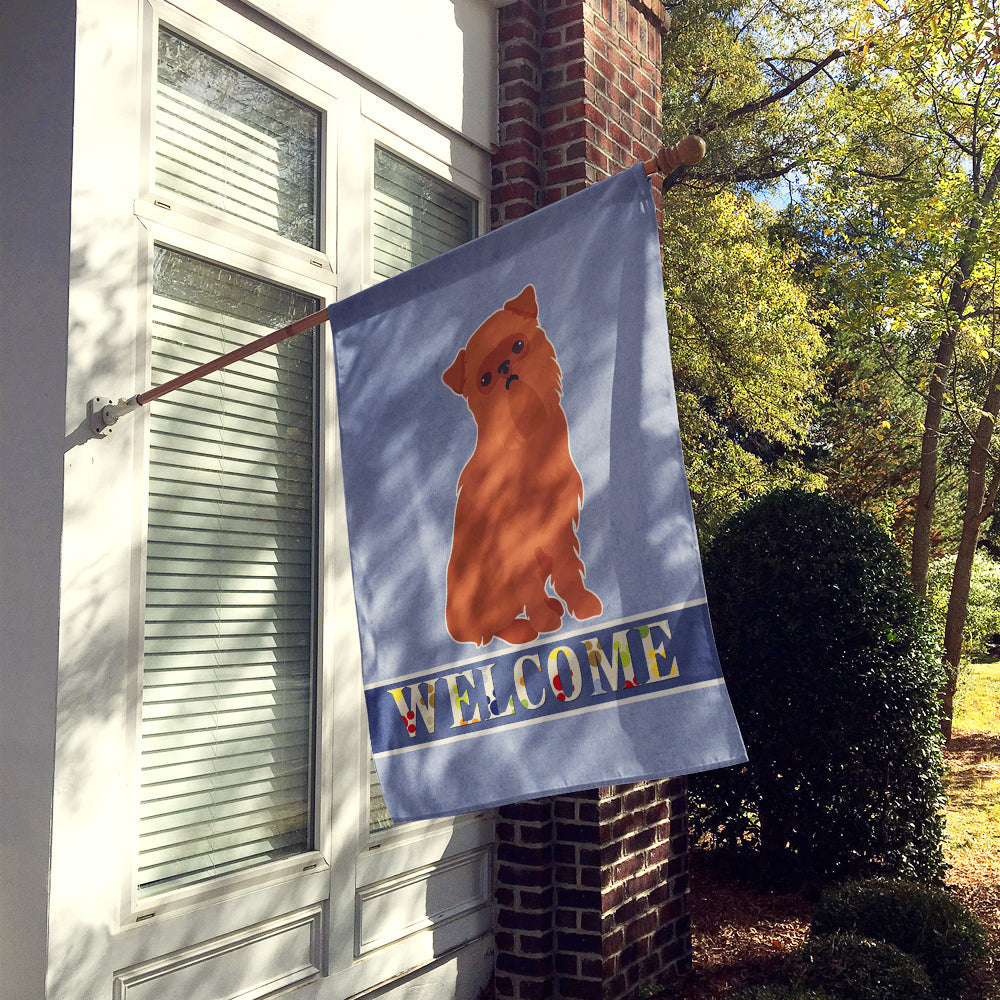 Brussels Griffon Welcome House Flag 28x40 Porch Sleeve Pole Decorative Outside Yard Banner Artwork Wall Hanging, Polyester