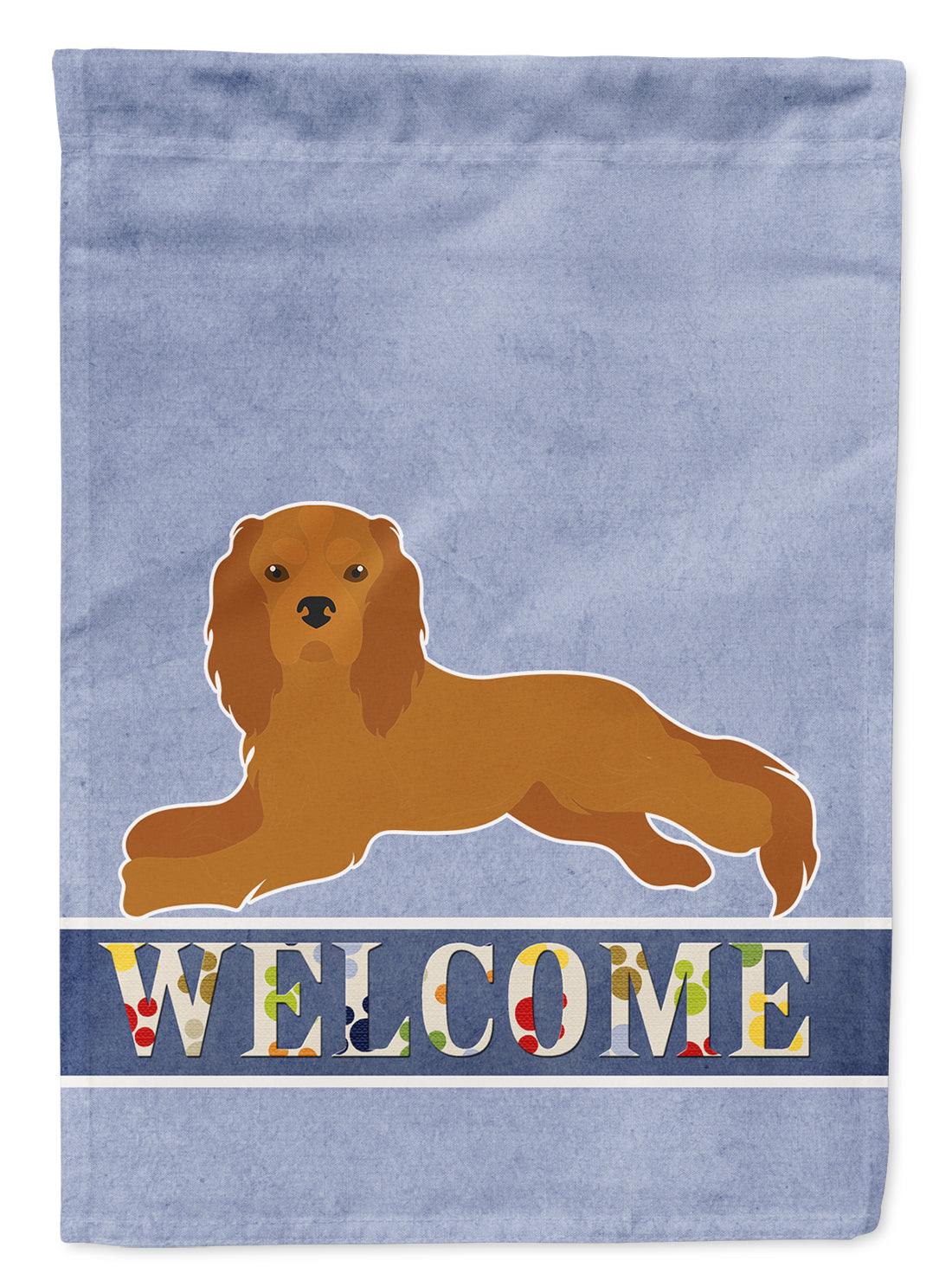 Ruby Cavalier King Charles Spaniel Welcome House Flag 28x40 Porch Sleeve Pole Decorative Outside Yard Banner Artwork Wall Hanging, Polyester