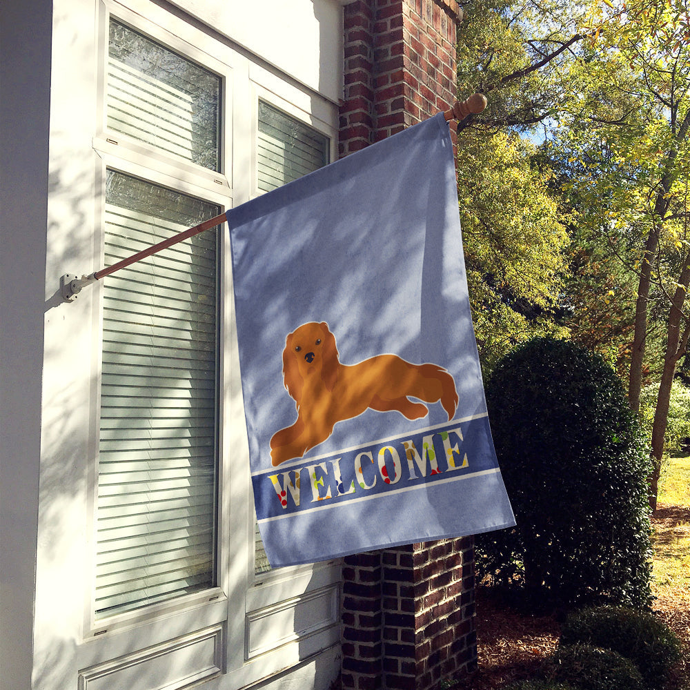 Ruby Cavalier King Charles Spaniel Welcome House Flag 28x40 Porch Sleeve Pole Decorative Outside Yard Banner Artwork Wall Hanging, Polyester