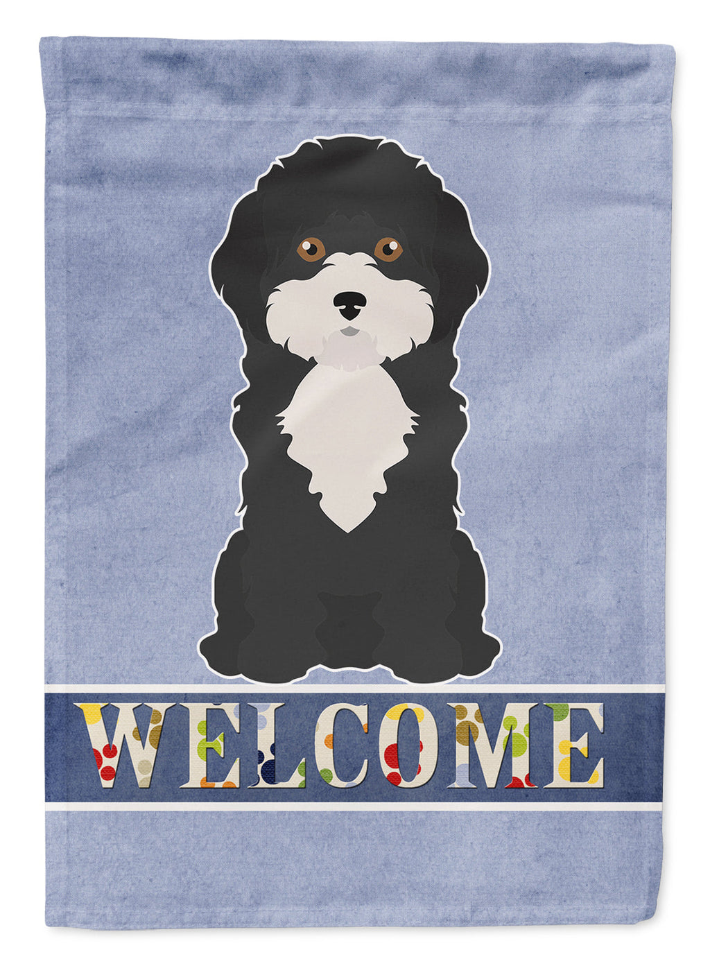 Black and White Cyprus Poodle Welcome House Flag 28x40 Porch Sleeve Pole Decorative Outside Yard Banner Artwork Wall Hanging, Polyester