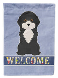 Black and White Cyprus Poodle Welcome House Flag 28x40 Porch Sleeve Pole Decorative Outside Yard Banner Artwork Wall Hanging, Polyester