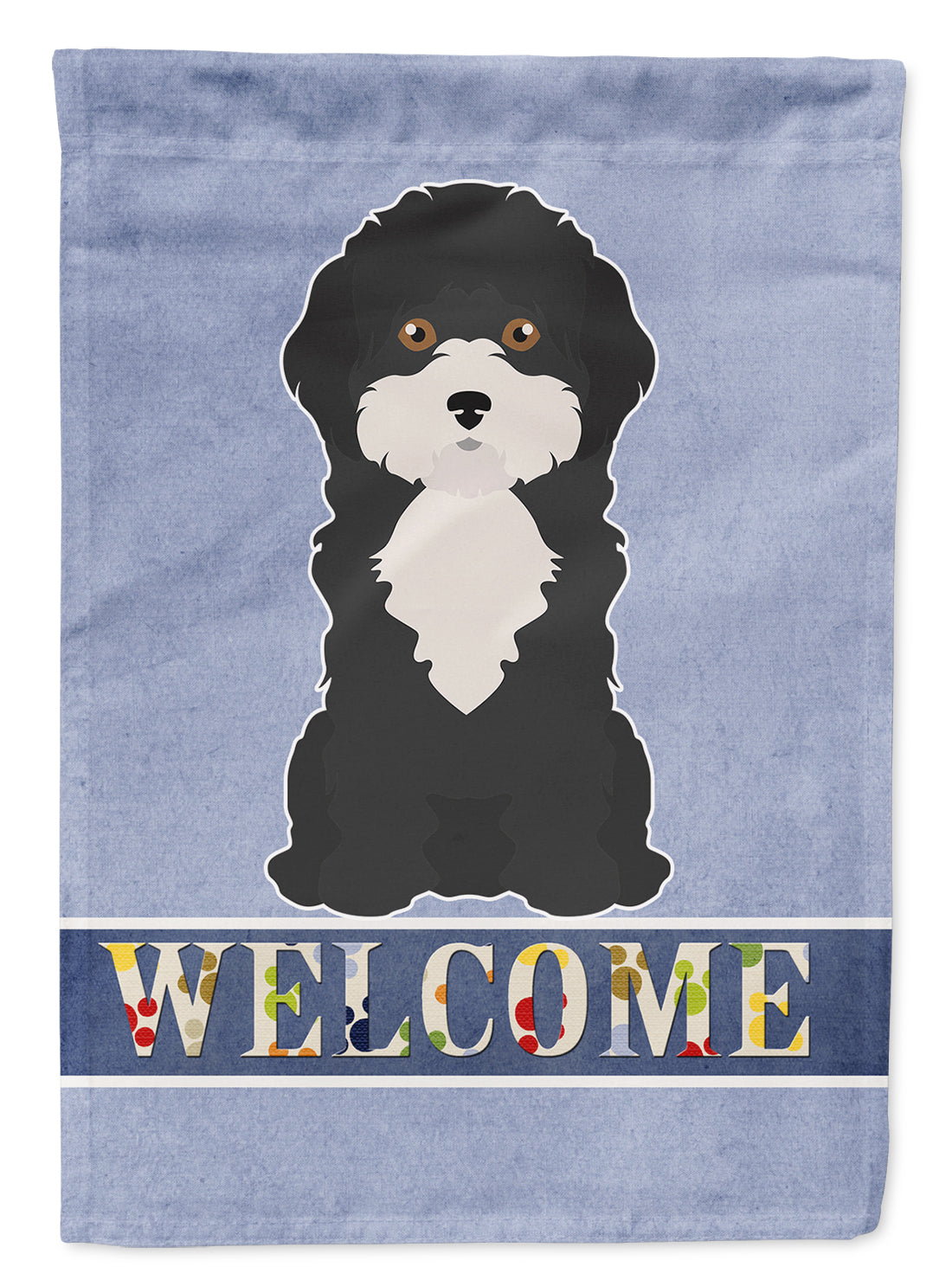 Black and White Cyprus Poodle Welcome House Flag 28x40 Porch Sleeve Pole Decorative Outside Yard Banner Artwork Wall Hanging, Polyester