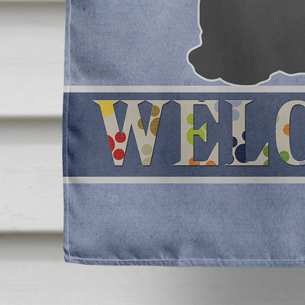Black and White Cyprus Poodle Welcome House Flag 28x40 Porch Sleeve Pole Decorative Outside Yard Banner Artwork Wall Hanging, Polyester
