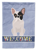 Black and White French Bulldog Welcome House Flag 28x40 Porch Sleeve Pole Decorative Outside Yard Banner Artwork Wall Hanging, Polyester