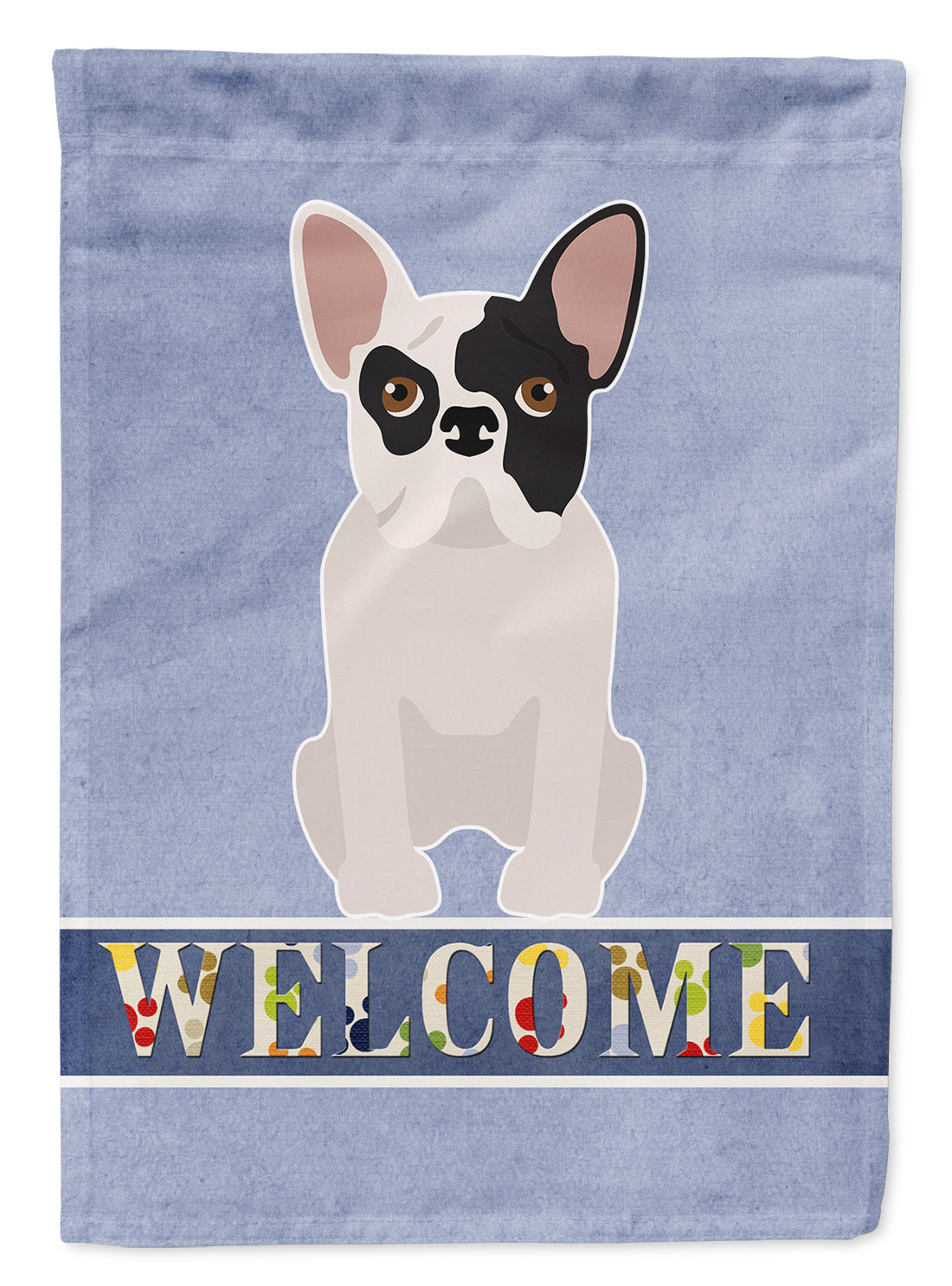 Black and White French Bulldog Welcome House Flag 28x40 Porch Sleeve Pole Decorative Outside Yard Banner Artwork Wall Hanging, Polyester