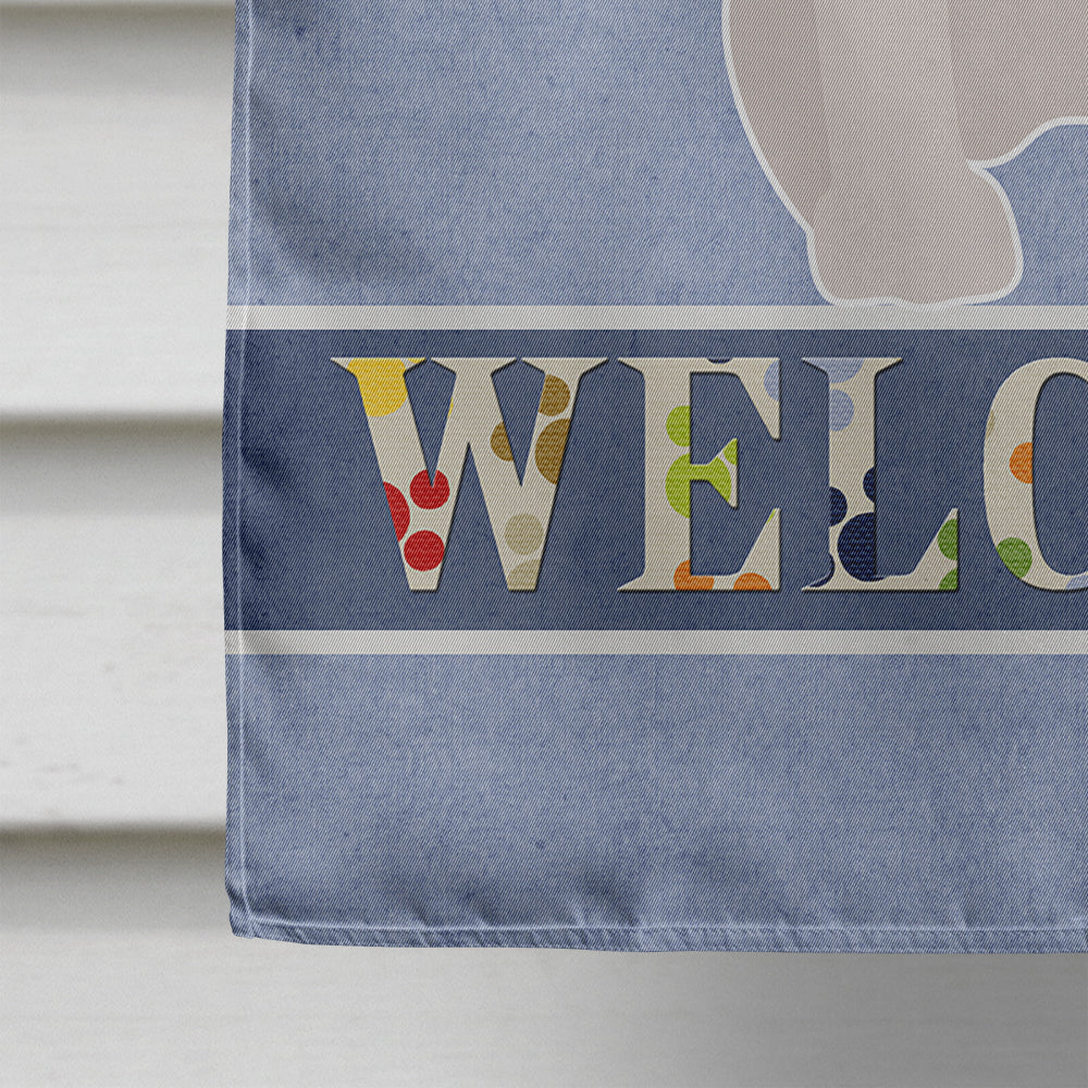 Black and White French Bulldog Welcome House Flag 28x40 Porch Sleeve Pole Decorative Outside Yard Banner Artwork Wall Hanging, Polyester