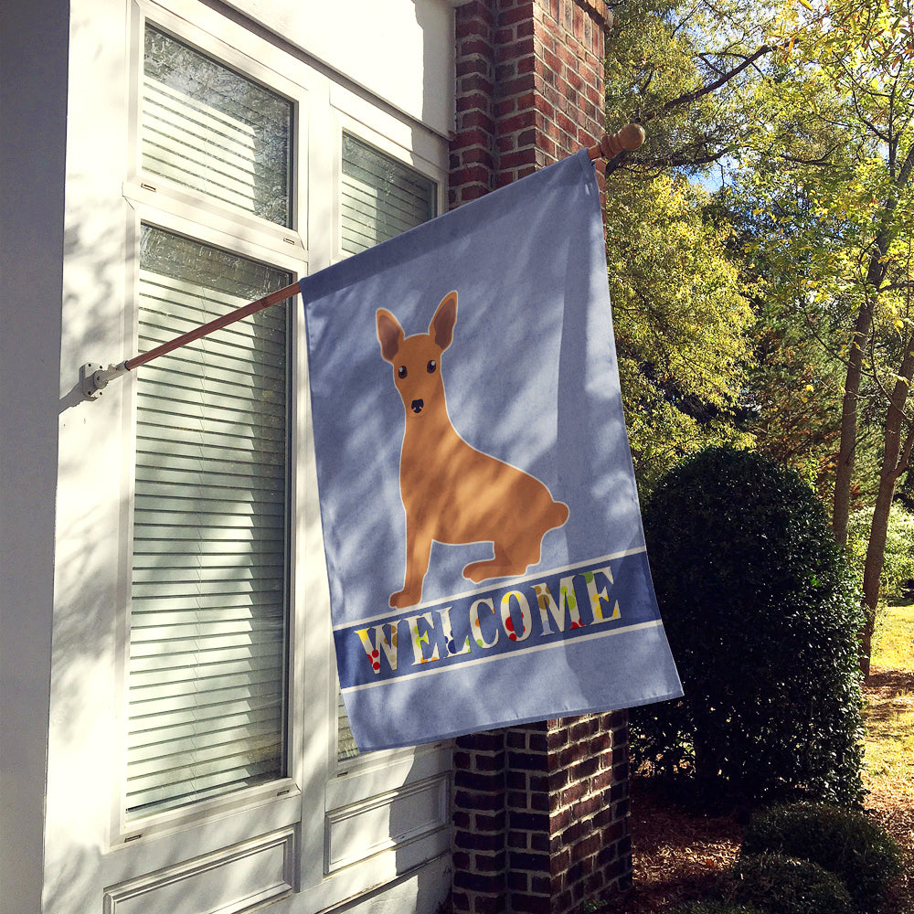 Miniature Pinscher Welcome House Flag 28x40 Porch Sleeve Pole Decorative Outside Yard Banner Artwork Wall Hanging, Polyester