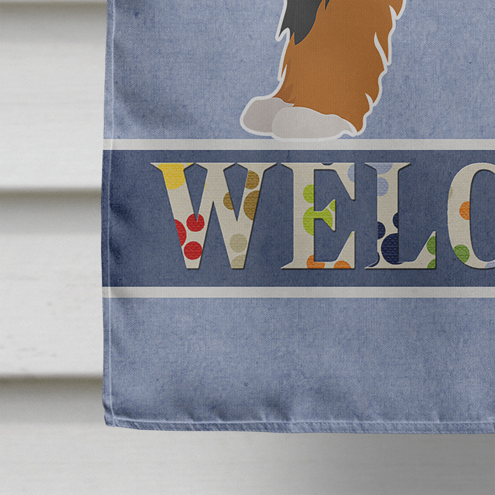 Bernedoodle Welcome House Flag 28x40 Porch Sleeve Pole Decorative Outside Yard Banner Artwork Wall Hanging, Polyester